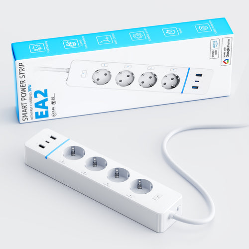 Smart Home Power Strip 4-Way Flat Plug